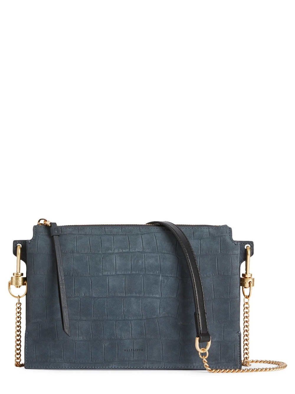 AllSaints fletcher Croc-Embossed Leather Crossbody